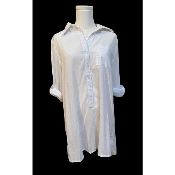 True Destinations Resort Wear Long Sleeve White Button Up Shirt‎ Size S FLAWED - Picture 1 of 9